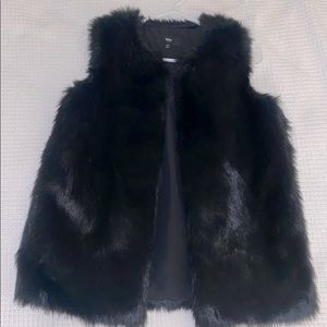 Black Faux Fur Sleeveless Vest